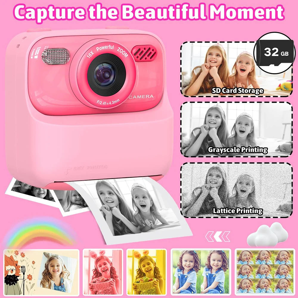 1080P HD Dual Lens Instant Print Camera